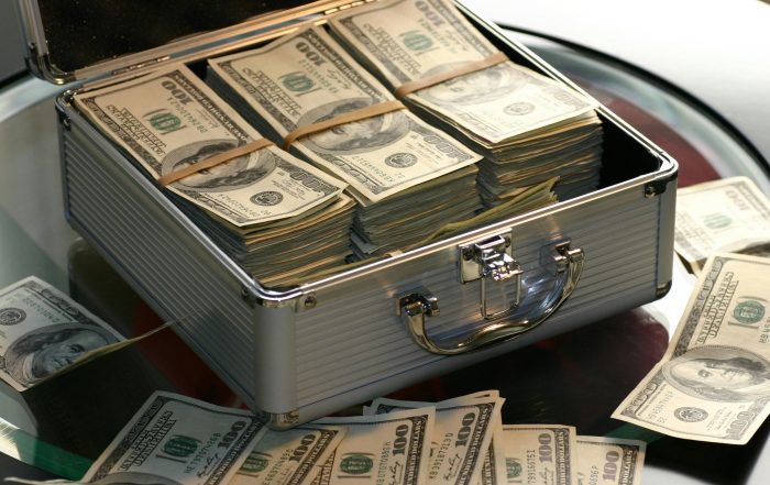 Large stacks of $100 bills.